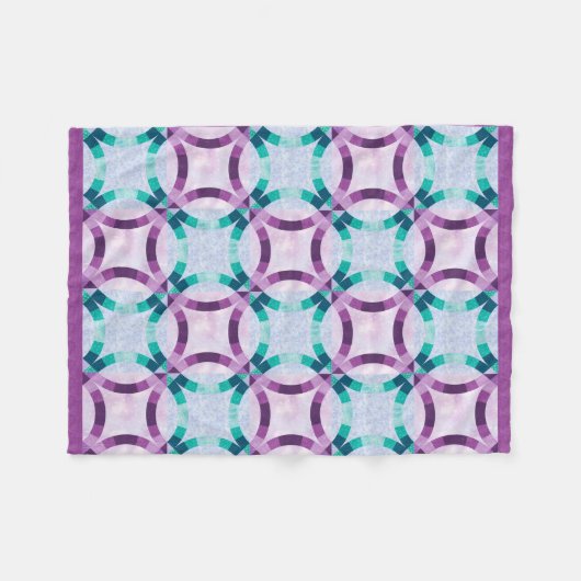 Paarse en Blauwgroen trouwring Quilt Design Fleece Deken (Voorkant (Horizontaal))