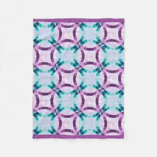 Paarse en Blauwgroen trouwring Quilt Design Fleece Deken (Voorkant)