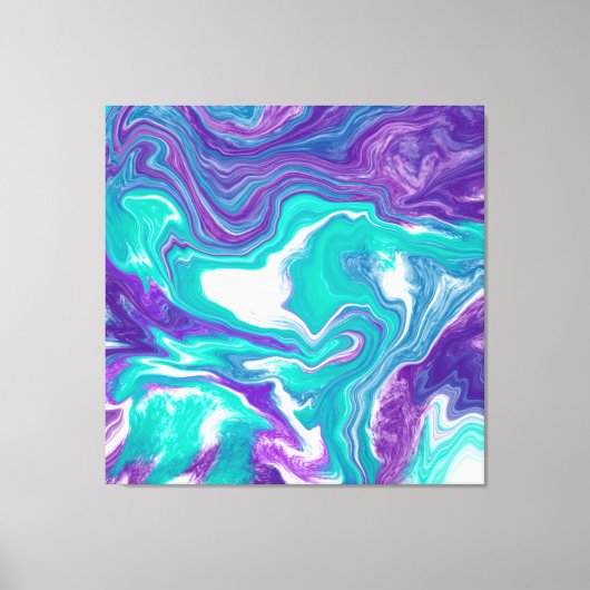 Paarse en Blauwgroen Vloeibare Kunstmarmer Canvas Afdruk (Voorkant)