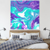 Paarse en Blauwgroen Vloeibare Kunstmarmer Canvas Afdruk (Insitu (Slaapkamer))