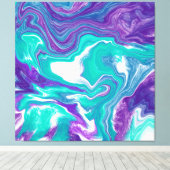 Paarse en Blauwgroen Vloeibare Kunstmarmer Canvas Afdruk (Insitu (Houten vloer))