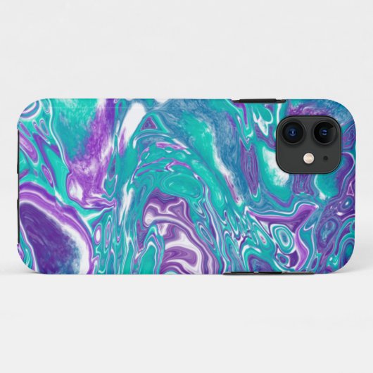 Paarse en Blauwgroen Vloeibare Kunstmarmer Case-Mate iPhone Case (Achterkant (horizontaal))