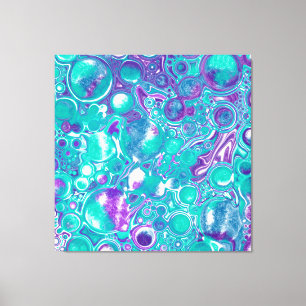 Paarse en Blauwgroen Vloeibare Kunstmarmer zoals b Canvas Afdruk