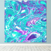 Paarse en Blauwgroen Vloeibare Kunstmarmer zoals b Canvas Afdruk (Insitu (Houten vloer))