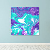 Paarse en Blauwgroen Vloeibare Kunstmarmer zoals C Canvas Afdruk (Insitu (Houten vloer))