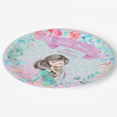 Paarse en Blauwgroen Zeemeermin Aangepast eerste v Papieren Bordje (Gekanteld)