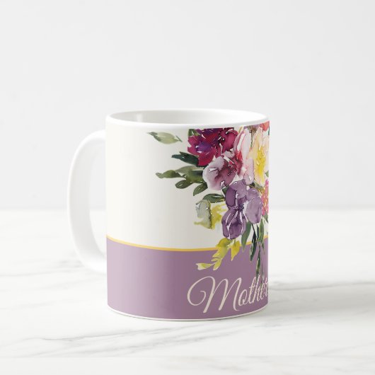 Paarse en boeroedische waterverf die aanpasbaar is koffiemok (Voorkant links)