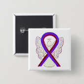 Paarse en Burgundy Awareness Ribbon Angel Button (Voorkant /achterkant)