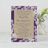 Paarse en Burlap Bloemen Kaart (Staand voorkant)