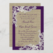 Paarse en Burlap Bloemen Kaart (Voorkant / Achterkant)