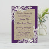 Paarse en Burlap Bloemen Kaart (Staand voorkant)