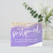 Paarse en Confetti Waterverf stellen bruiloft uit Briefkaart (Staand voorkant)