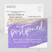 Paarse en Confetti Waterverf stellen bruiloft uit Briefkaart (Voorkant / Achterkant)