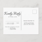 Paarse en Crème Bloemige Trouw RSVP Maaltijd Keuze Uitnodiging Briefkaart (Achterkant)