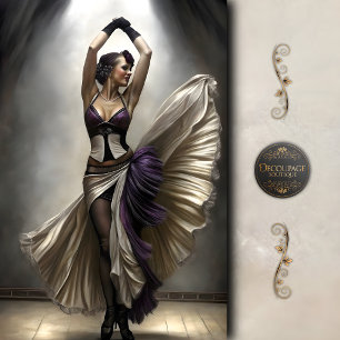 Paarse en Crème Danser in Spotlight Decouapage Tissuepapier