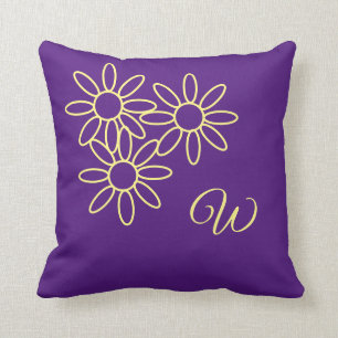 Paarse en eenvoudige platte monogram Kussen