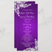 Paarse en  Floral Lace Wedding Program Programma (Voorkant / Achterkant)