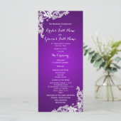 Paarse en  Floral Lace Wedding Program Programma (Staand voorkant)
