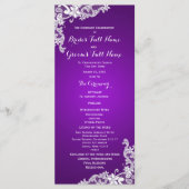 Paarse en  Floral Lace Wedding Program Programma (Voorkant)