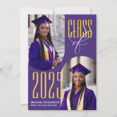 Paarse en geel Afstuderen met boogfoto's Kaart (Voorkant)