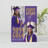 Paarse en geel Afstuderen met boogfoto's Kaart (Staand voorkant)