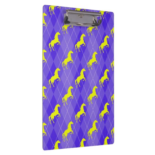 Paarse en gele Argyle, Paard, Ruitersport Klembord (Rechts)