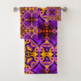 Paarse en gele badhanddoekset bad handdoek