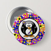 Paarse en gele bewustwording Ribbon Penguin Ronde Button 7,6 Cm (Voorkant /achterkant)