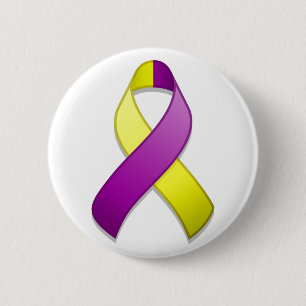 Paarse en Gele Bewustzijnslint Button