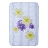 Paarse en gele bloemen Blauw blad Music Bath Mat (Voorkant Verticaal)