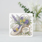 Paarse en gele bloemen Moederdag Kaart (Staand voorkant)