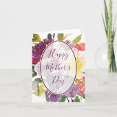 Paarse en gele bloemige Moederdag Kaart (Voorkant)