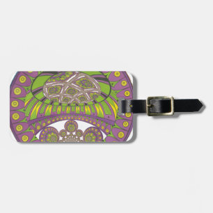 Paarse en gele caleidoscoop bagagelabel