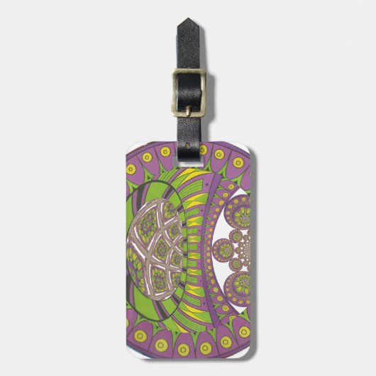 Paarse en gele caleidoscoop bagagelabel (Voorkant verticaal)