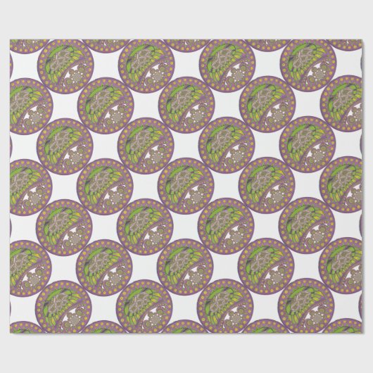 Paarse en gele caleidoscoop cadeaupapier (Vlak)