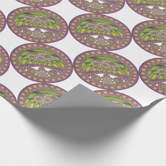 Paarse en gele caleidoscoop cadeaupapier (Hoek)