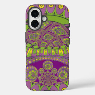 Paarse en gele caleidoscoop iPhone 16 hoesje