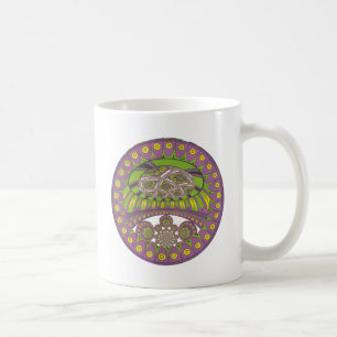 Paarse en gele caleidoscoop koffiemok