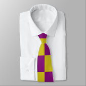 Paarse en gele Checker Patroon Stropdas (Gebonden)