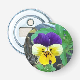 Paarse en gele flesopening button flesopener