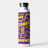 Paarse en gele gepersonaliseerde Coach Gift Name A Waterfles (Links)
