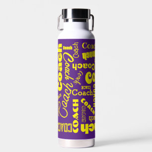 Paarse en gele gepersonaliseerde Coach Gift Name A Waterfles