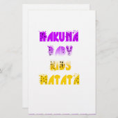 Paarse en gele Hakuna Matata Baby Kinderen G Briefpapier (Voorkant / Achterkant)