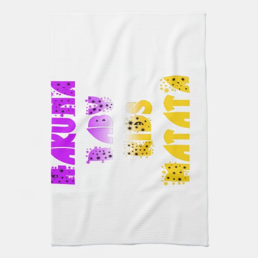 Paarse en gele Hakuna Matata Baby Kinderen G Theedoek (Verticaal)