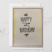 Paarse en gele Happy Birthday-kaart Kaart (Voorkant)