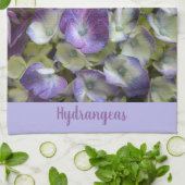 Paarse en gele hydrangea theedoek (Gevouwen)