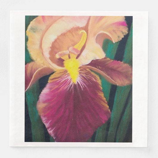 Paarse en gele Iris Napkin Servet (Voorkant)