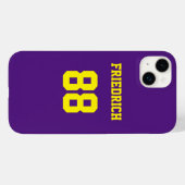 Paarse en gele Jersey Naam Nummer Case-Mate iPhone Case (Achterkant (horizontaal))