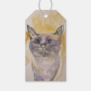 Paarse en gele, katten cadeau label cadeaulabel