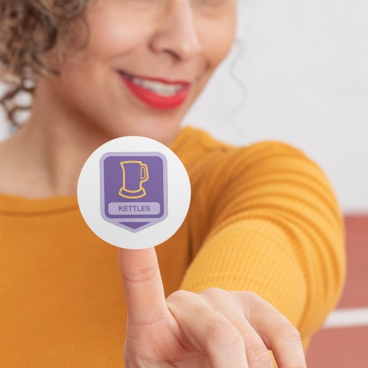 Paarse en gele ketels icoon ronde sticker